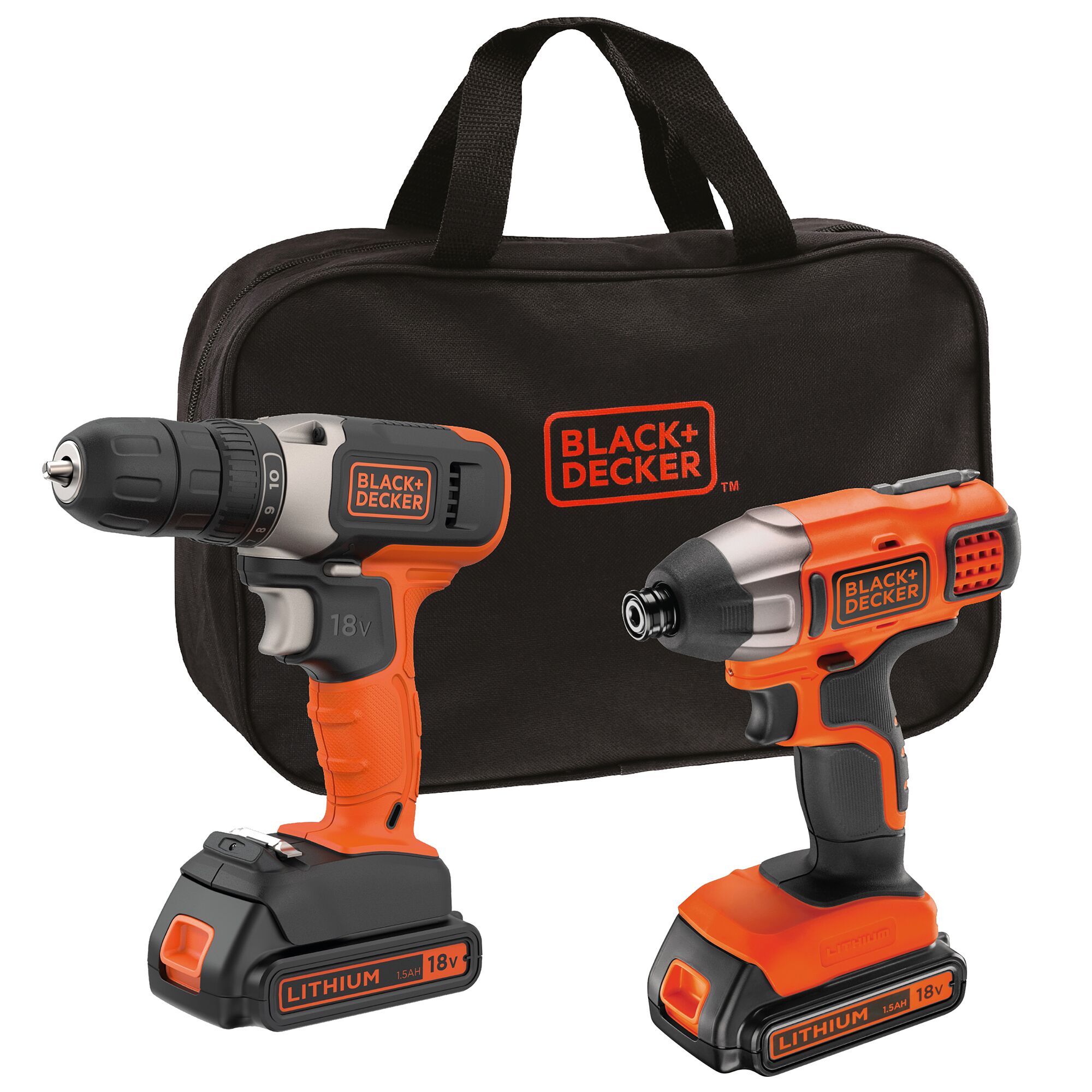 18V Drill Driver 18V Impact Driver 2x 1.5Ah Batteries and 400mA